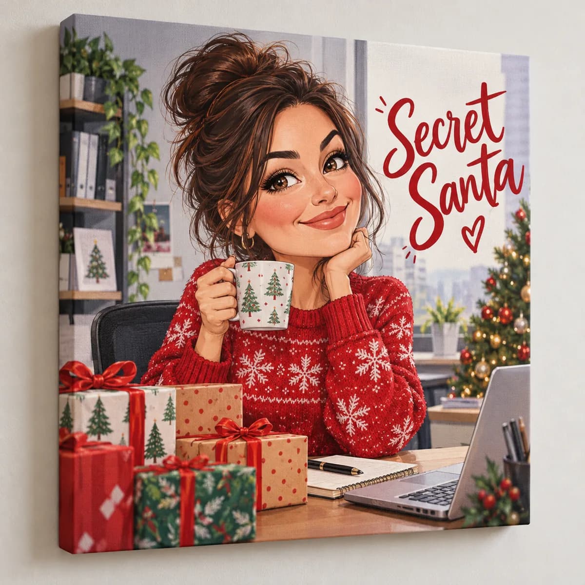 Caricatură Secret Santa pentru colegă