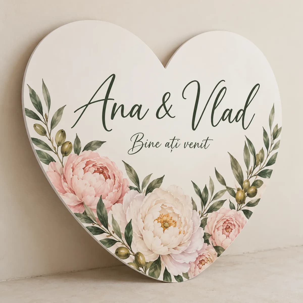 Panou de nuntă în formă de inimă pe PVC