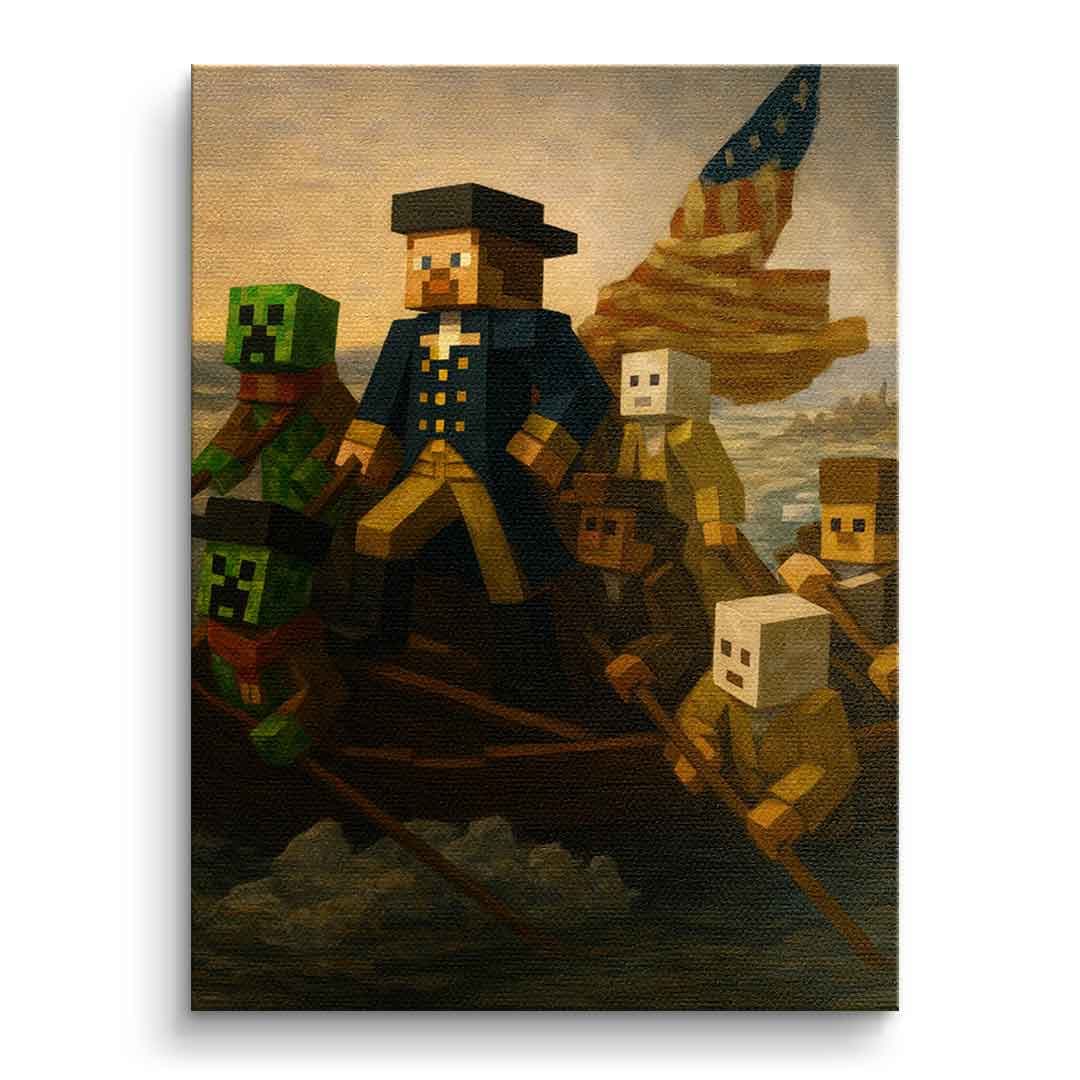 Tablou canvas soldați pixelați din blocuri – decor cameră gaming