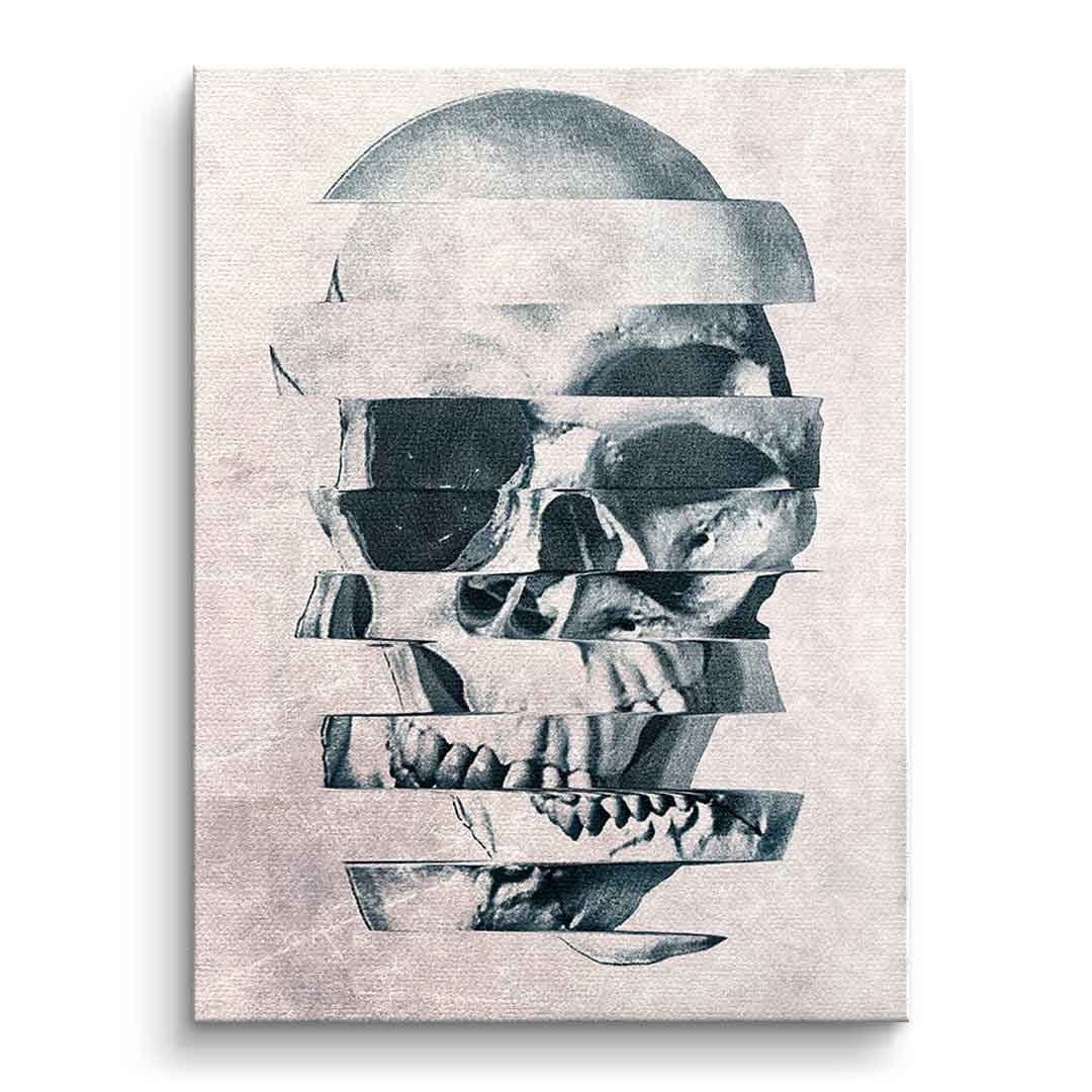Tablou canvas craniu cu efect glitch – decor cameră gaming