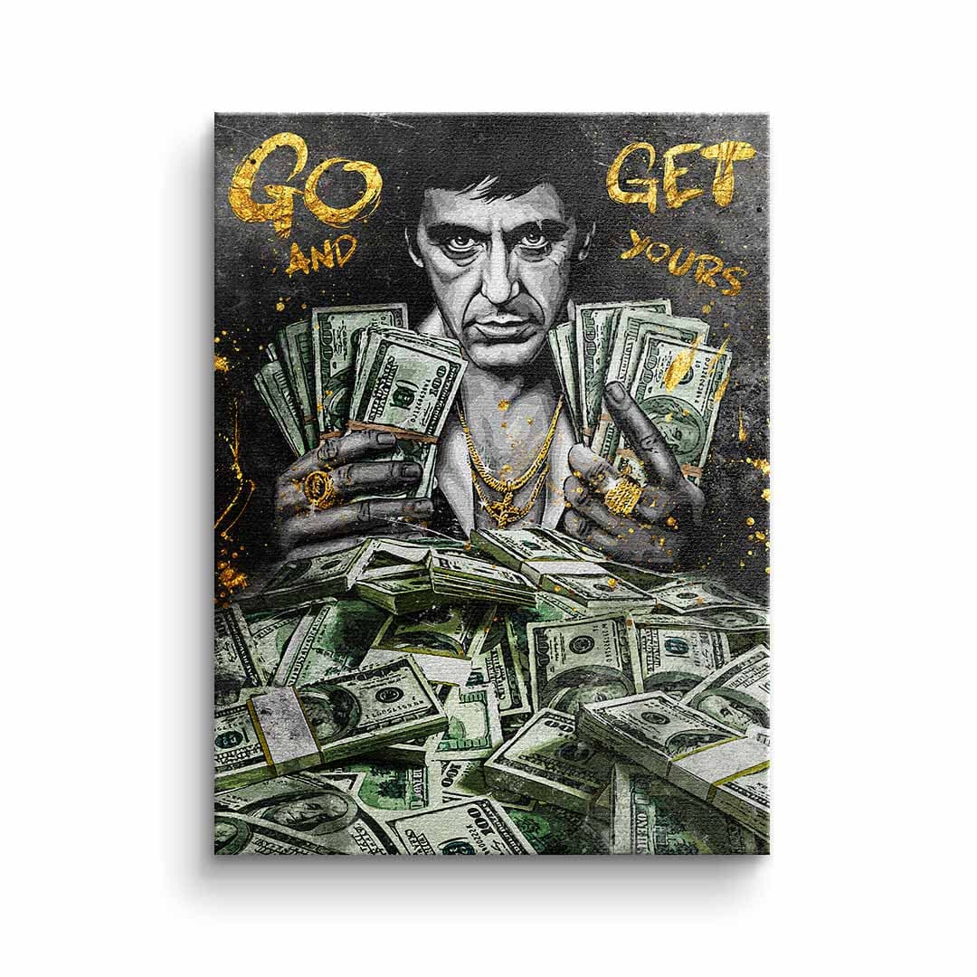 Tablou canvas gangster de film cu bani – decor cameră băieți