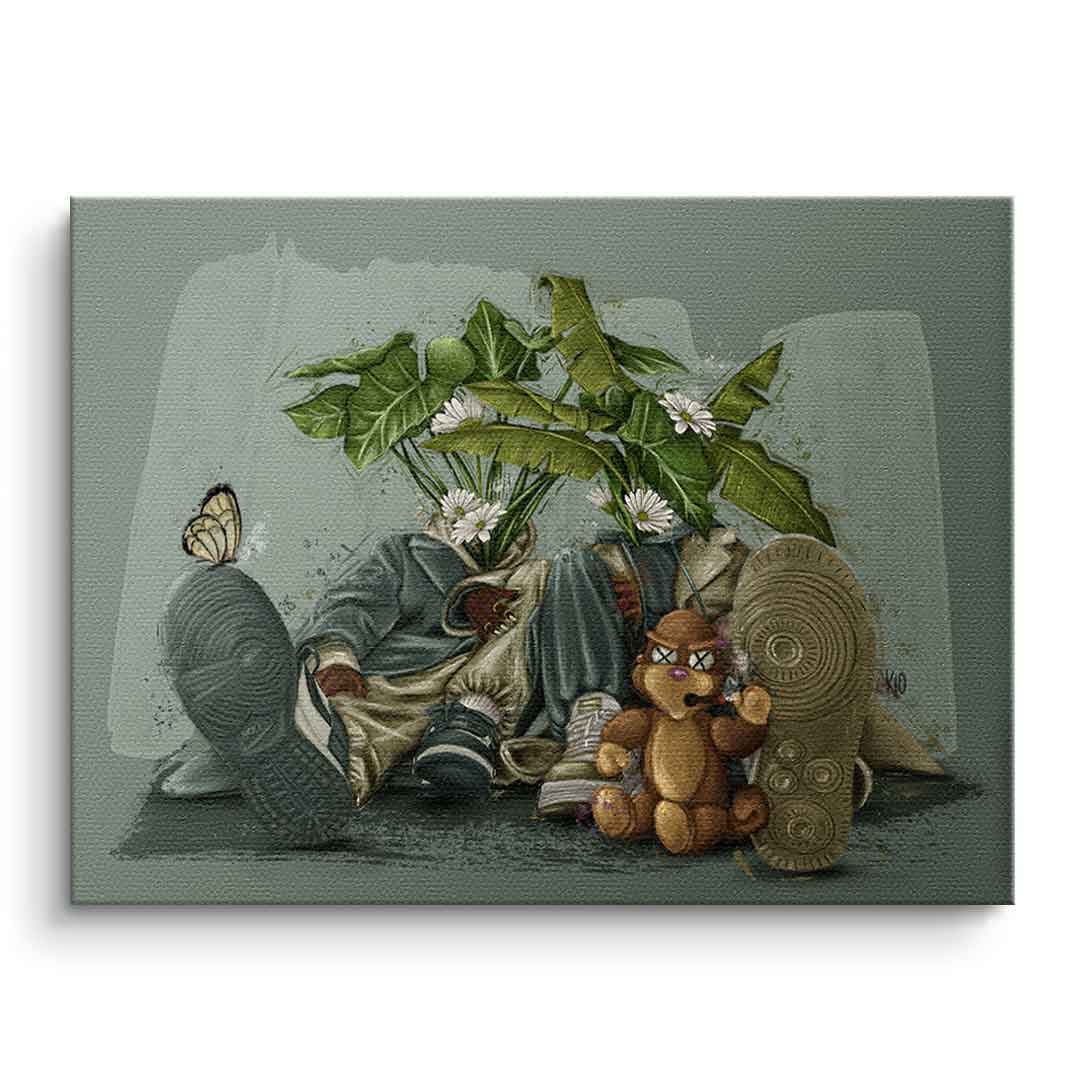 Tablou canvas pereche de flori verzi – decor sufragerie