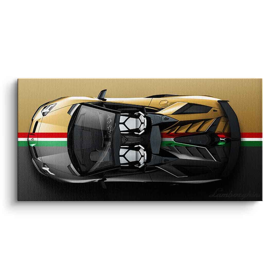 Tablou canvas supercar verde văzut de sus – decor cameră băieți