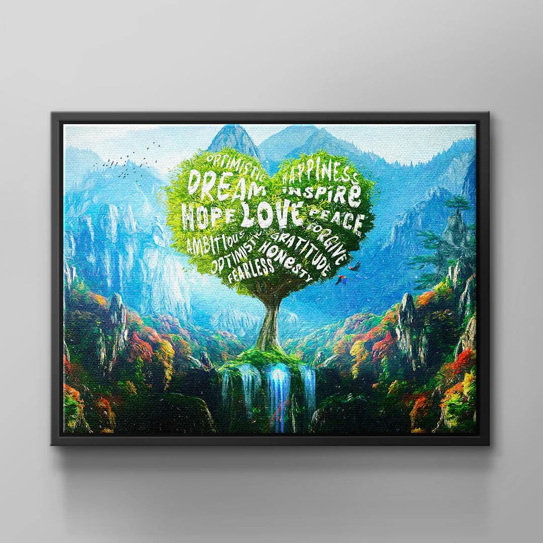 Tablou canvas copac cu inimă colorat – pentru dormitor