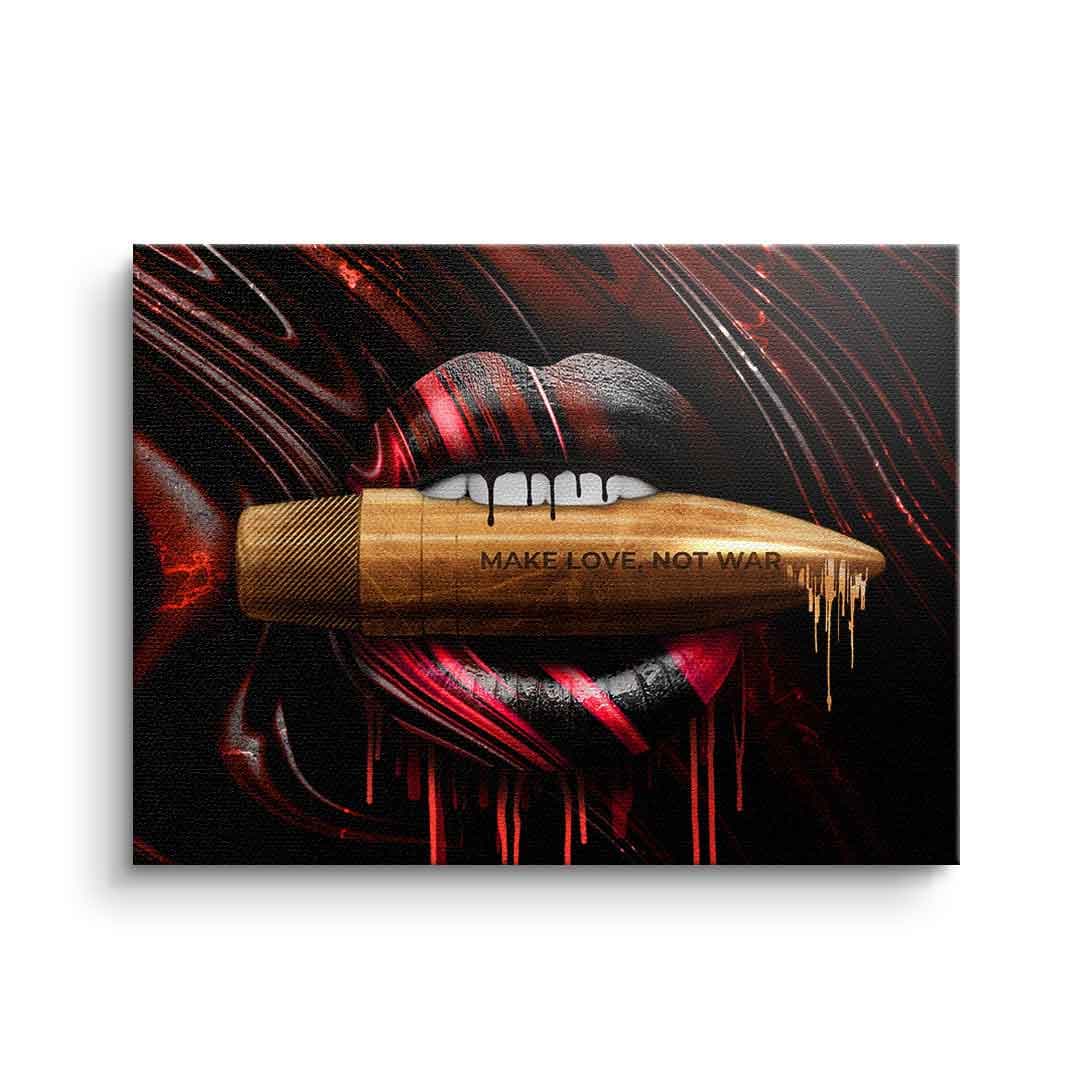 Tablou canvas buze roșii cu gloanțe – decor dormitor modern