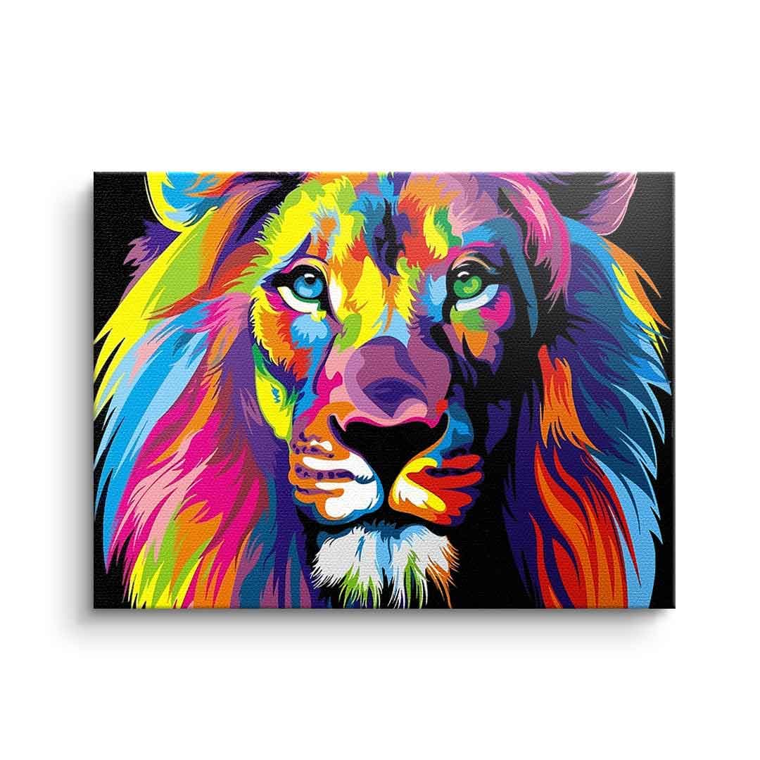 Tablou canvas leu pictat în culori neon – decor living modern