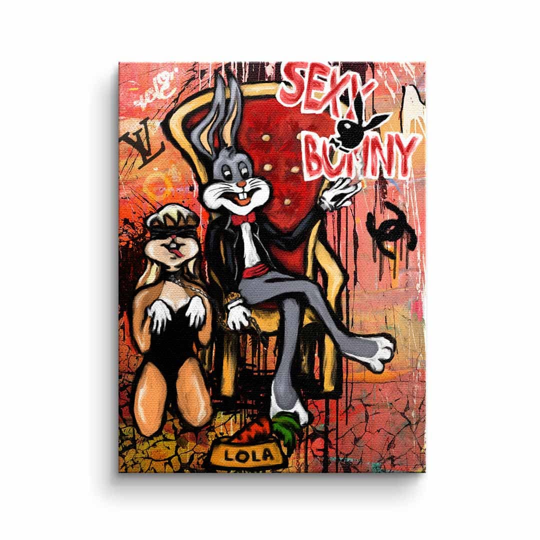 Tablou canvas iepuroaică de desen animat în roșu – decor dormitor pop