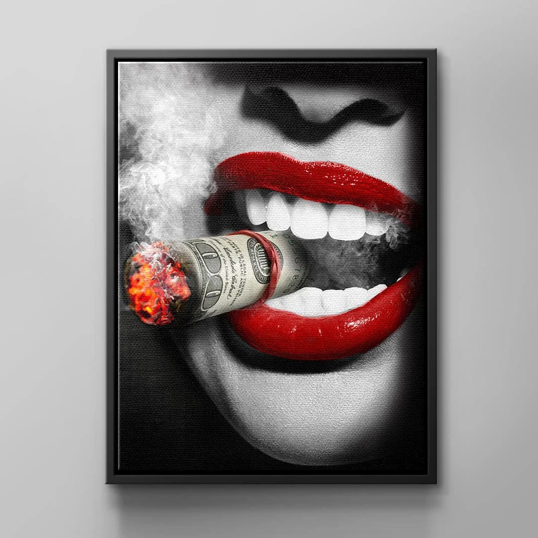 Tablou canvas femeie fumând în alb-negru – decor dormitor elegant