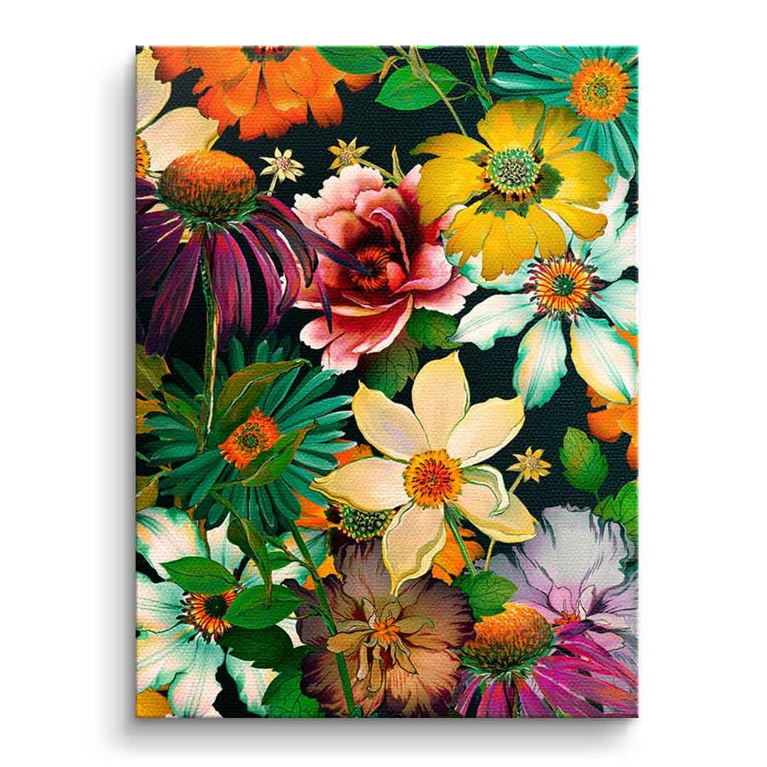 Tablou canvas grădină tropicală cu flori colorate – pentru bucătărie