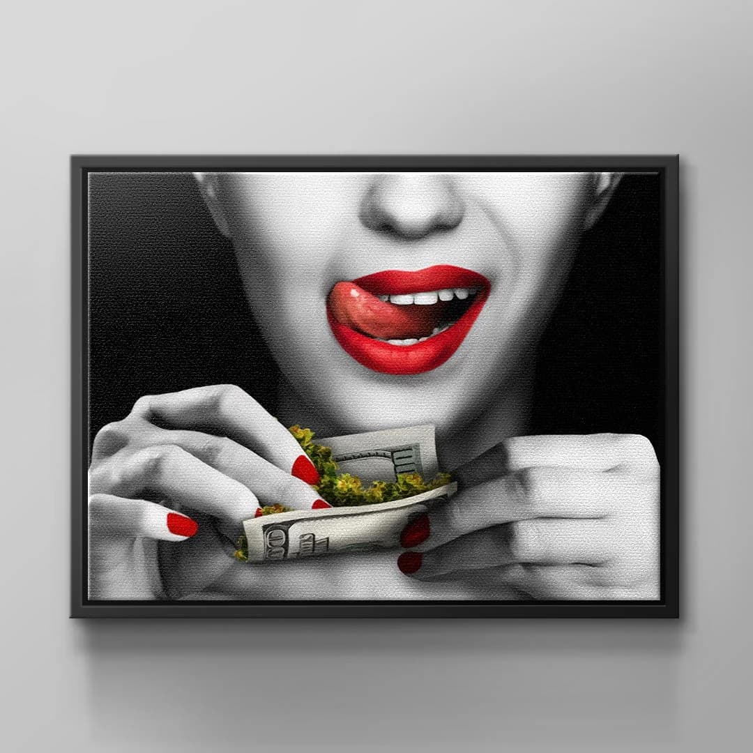 Tablou canvas femeie senzuală cu fum alb-negru – decor bar și lounge