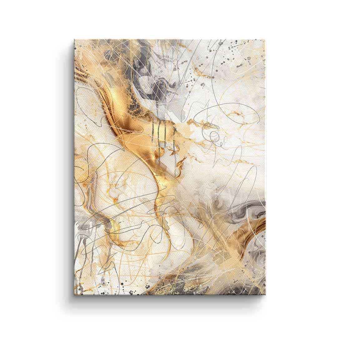 Tablou canvas abstract alb cu auriu – decor dormitor elegant