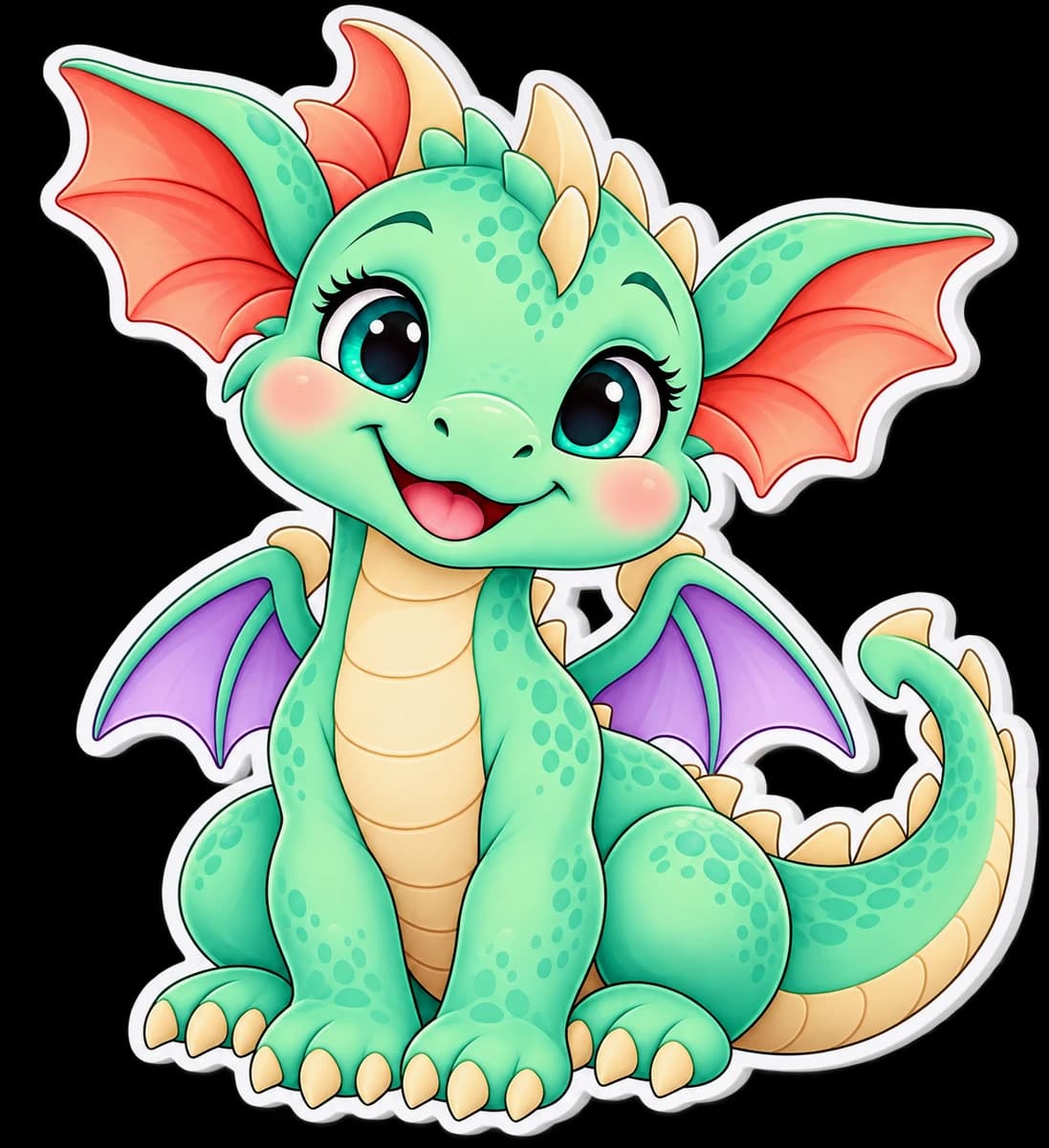 Decor PVC dragon prietenos decupat pe contur