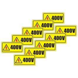 Semn Indicator Priza avertizare 400 V, PVC, 10 x 5 cm, set 10 bucati