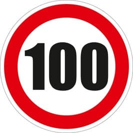 Semn Indicator Limitare viteza 100, autocolant, diametru 12 cm