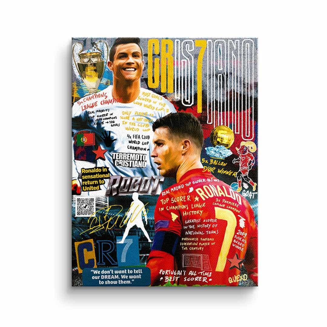 Tablou canvas fotbalist celebru colaj – decor cameră băieți