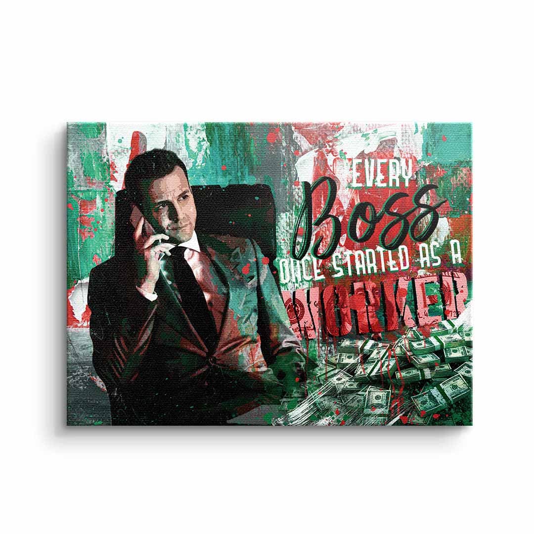 Tablou canvas avocat în costum pe fundal verde – decor birou de firmă