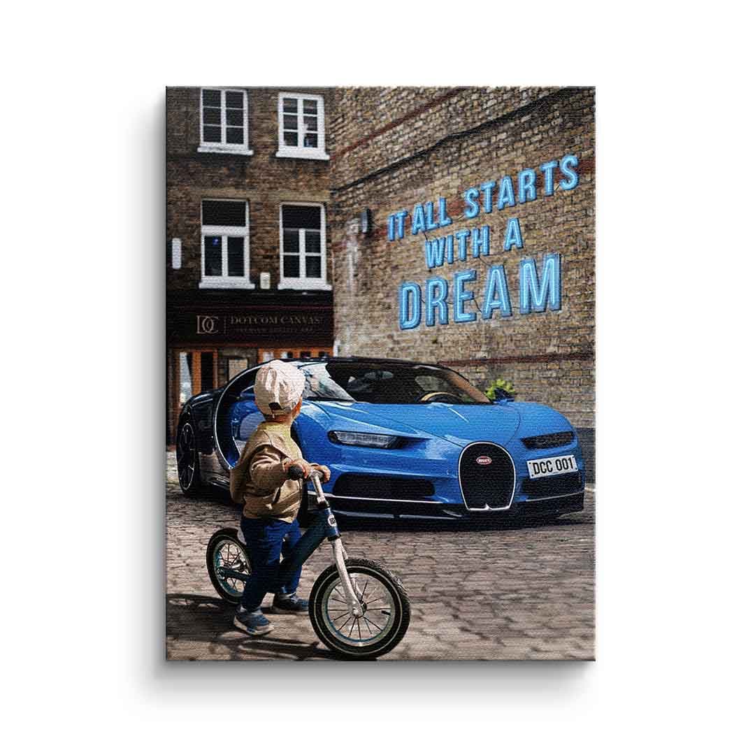 Tablou canvas mașini sport cu mesaj despre vise – decor cameră băieți